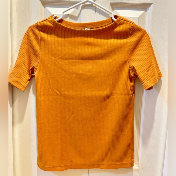 UNIQLO boatneck ribbed shirt - Small (Asian size) - Mustard - Picture 1 of 4